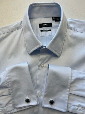 Hugo Boss - all cotton dress shirt with French cuffs Size 17” neck